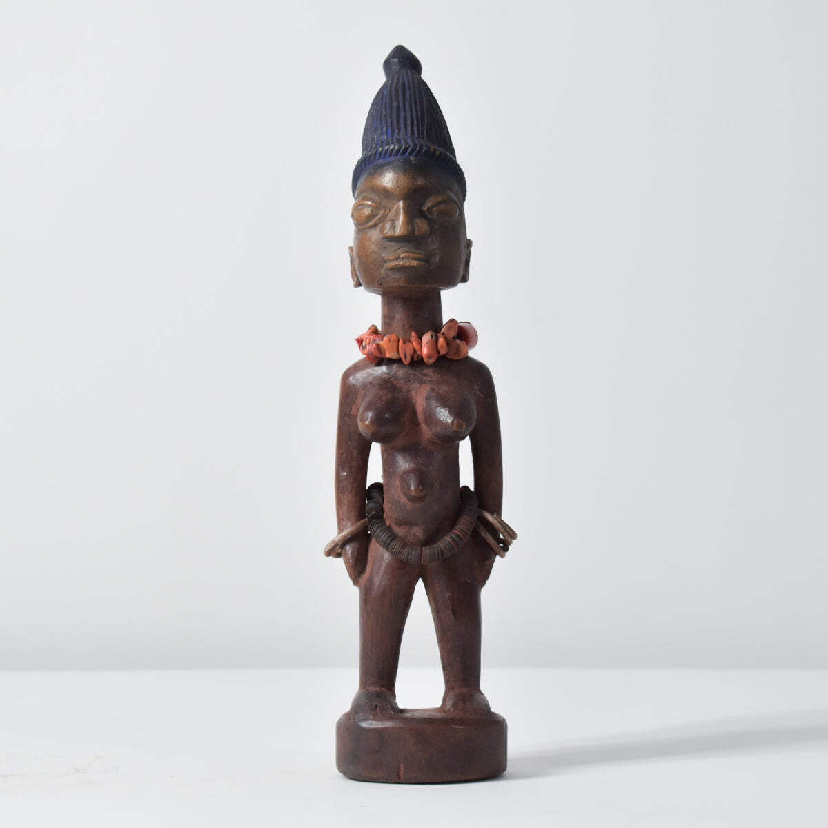 Yoruba Ibeji Female With Coral Necklace Figure Nigeria