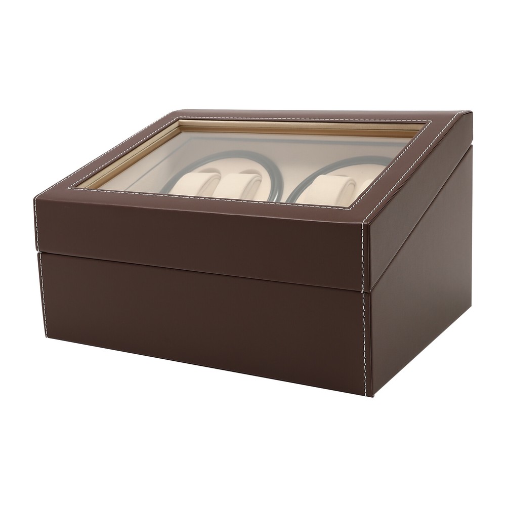 4+6 Automatic Watch Box Automatic Rotation Watch Display Storage Box Cage Brown