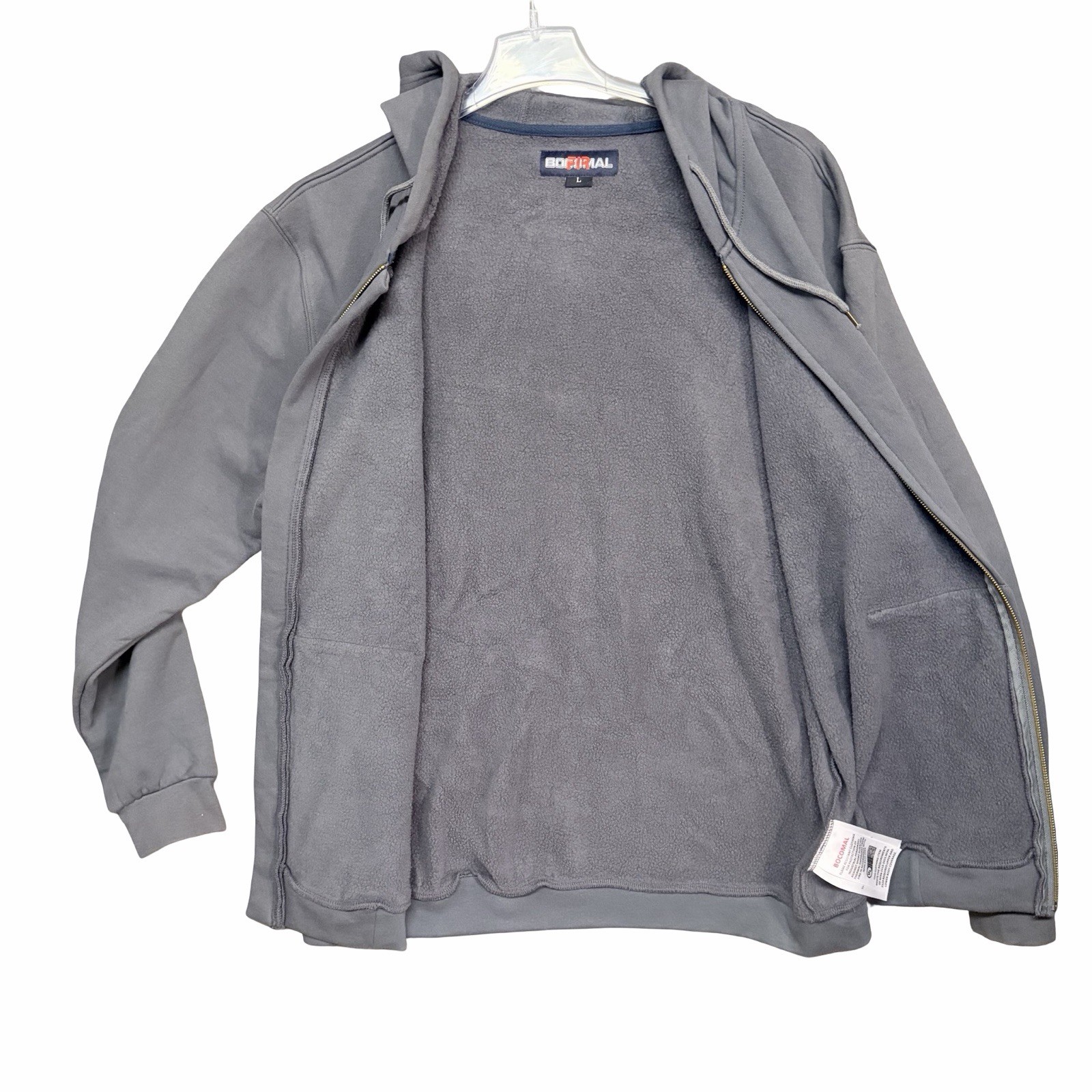 Bocomal FR Jacket Gray Mens Large NFPA 2112 CAT 2 Flame Resistant Work Hoodie