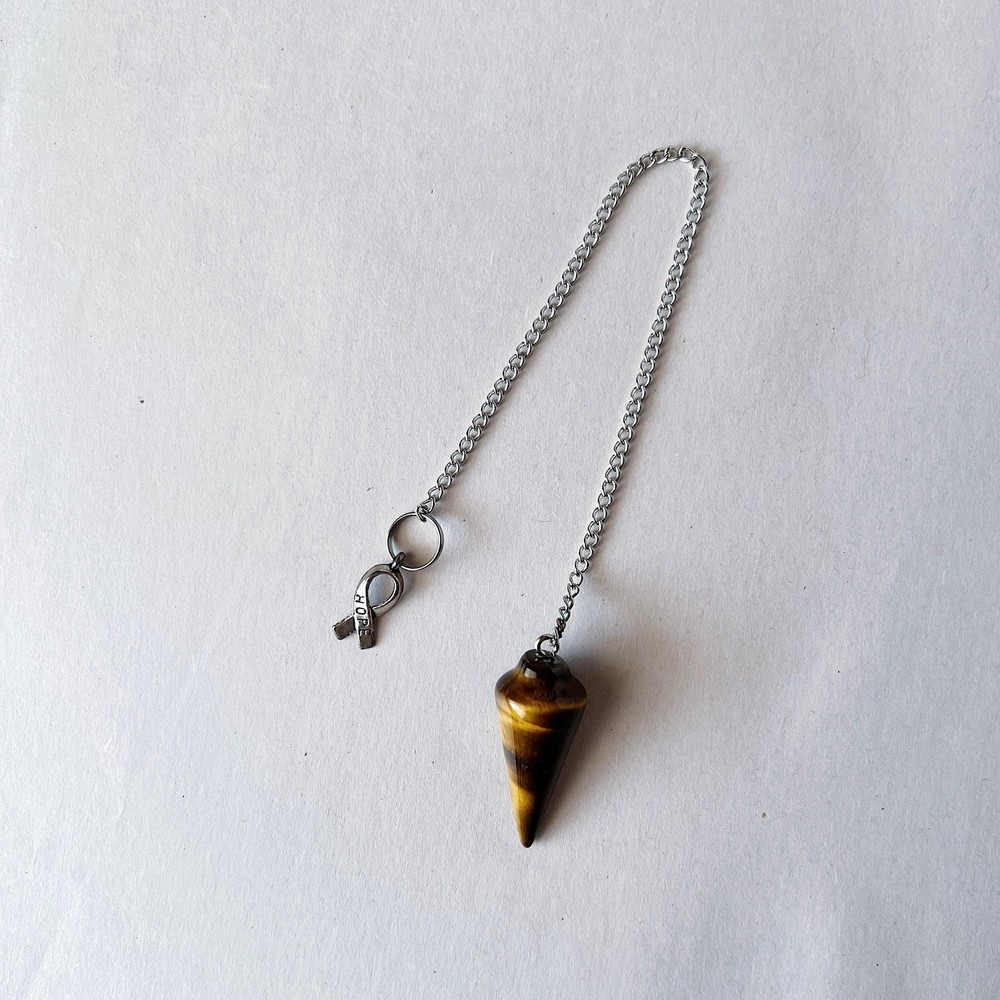Tigers Eye Pendulum Hope Charm Gemstone Divination Dowsing