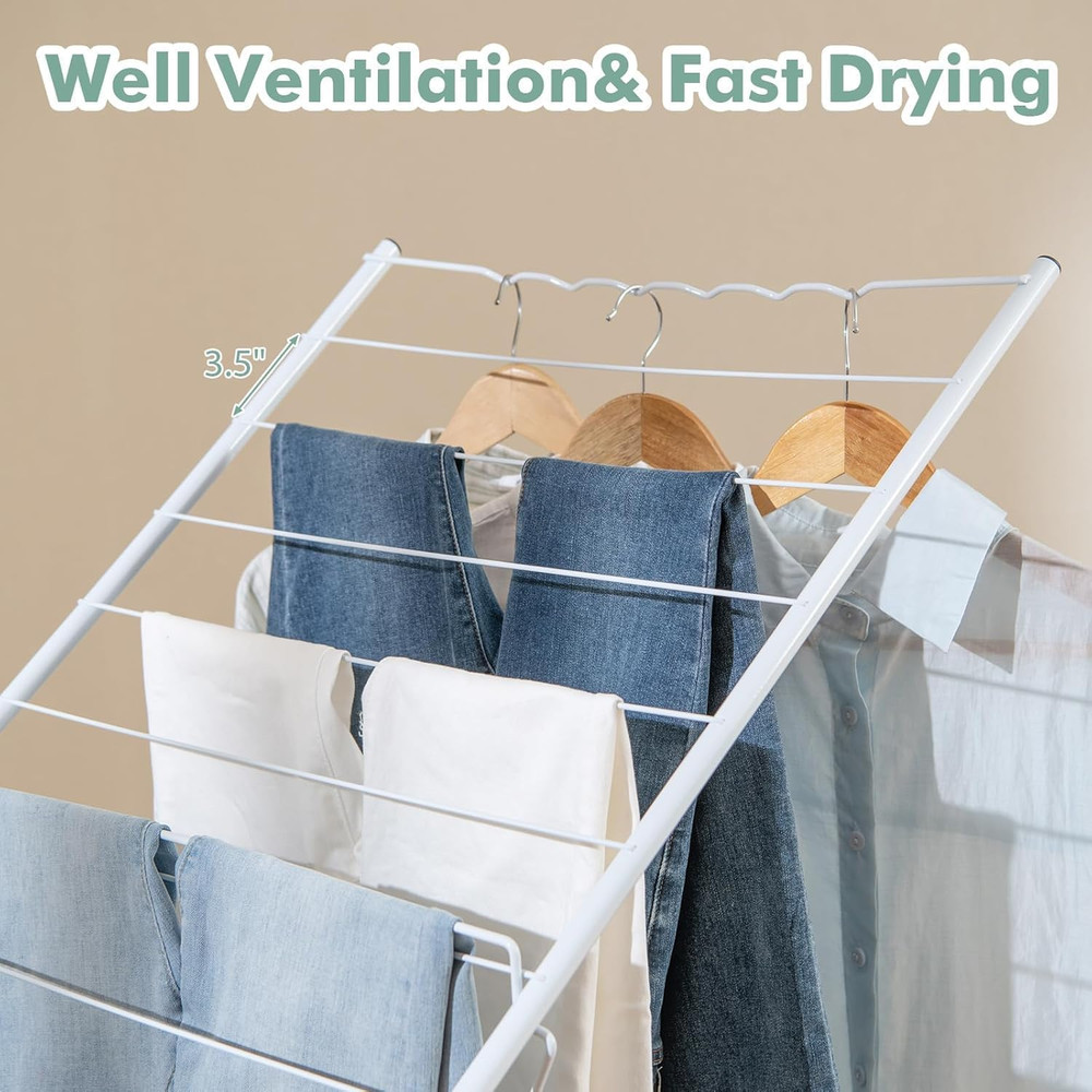 2-Tier Adjustable Laundry Drying Rack, Foldable & Freestanding for Indoor/Outdoo