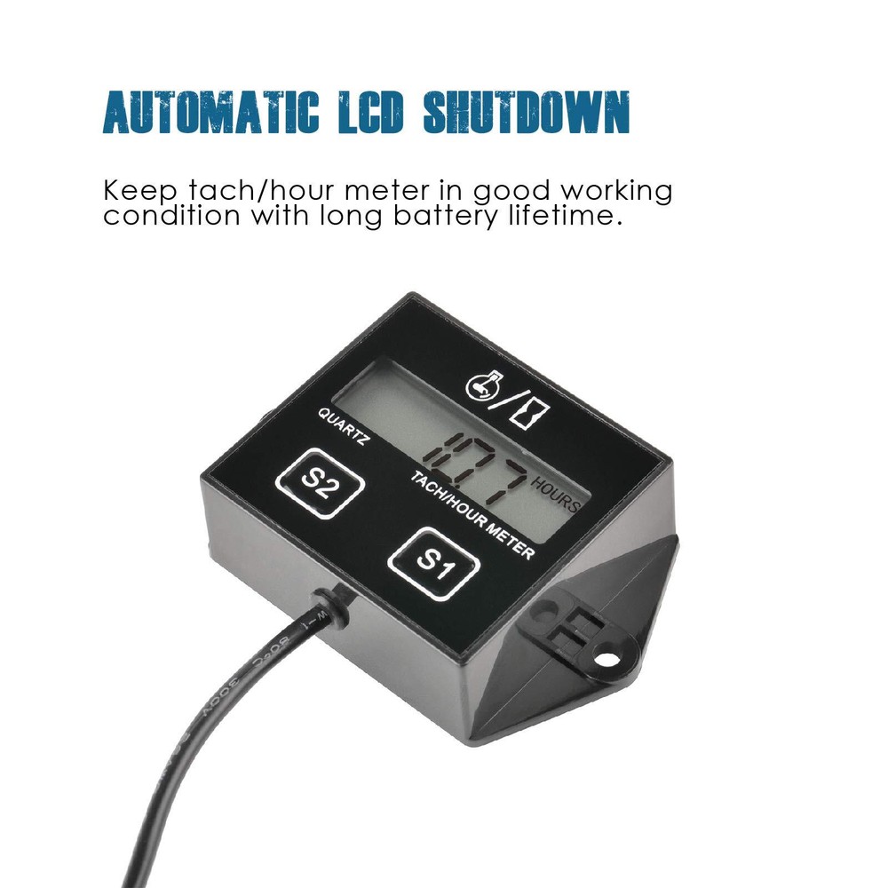 Digital Hour Meter Tachometer Maintenance Reminder Battery Replaceable Automa...