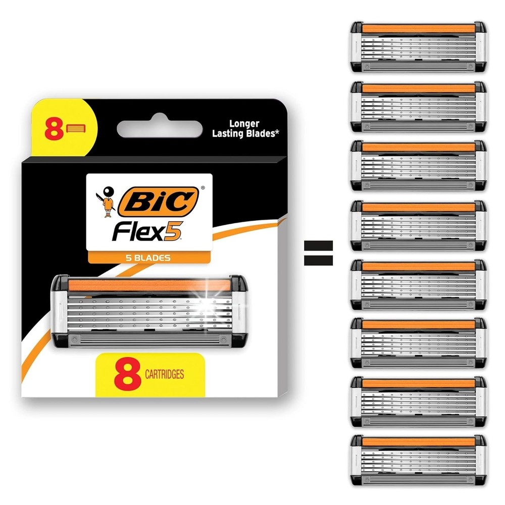 12/8 Refill Bic Flex 5 Refillable Razor Cartridges for Men Smooth & Comfortable