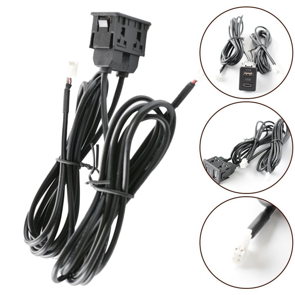 Car Dash Mount USB+TYPE-C Port Panel Interface Extension 145cm Cable Adapter New