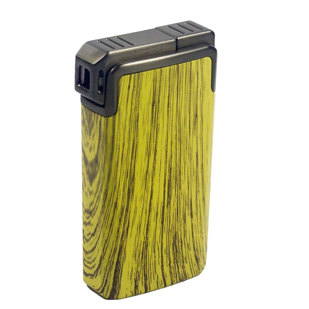 Windproof Dual-Flame Refillable Butane Torch Lighter with Adjustable Jet Wood