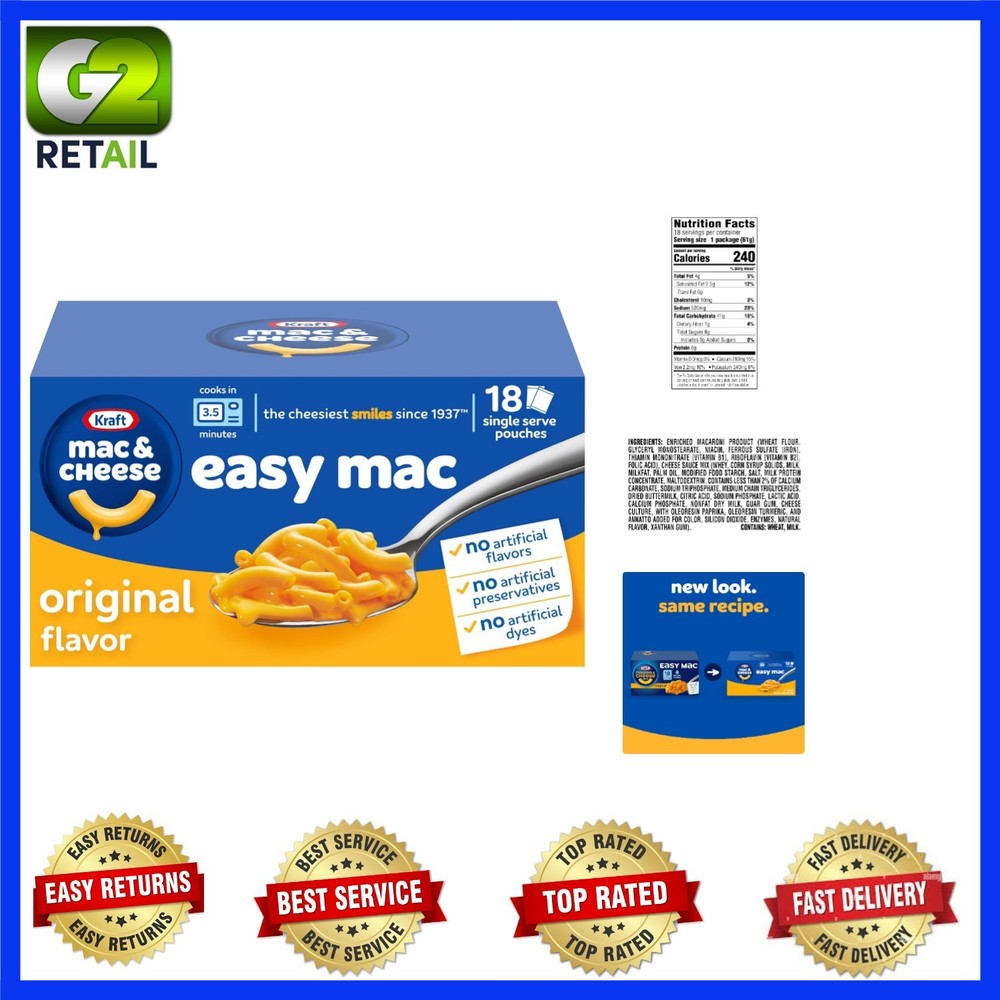 Kraft Easy Mac - 18 Count Microwave Mac & Cheese Dinner Packets for Quick Meals