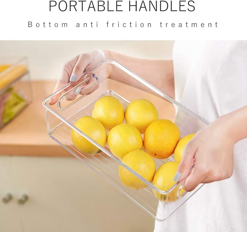 Stackable Refrigerator Organizer Bins 6 Pack Clear Kitchen Organizer Container
