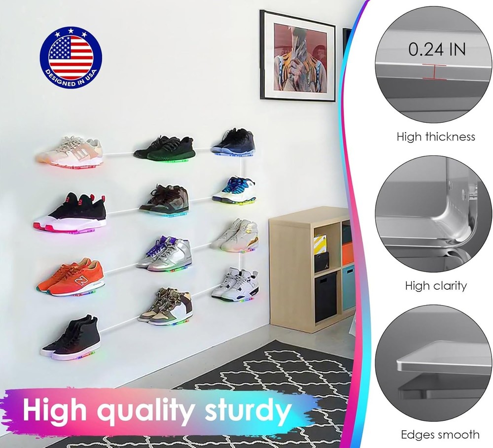 LED Acrylic Floating Shoe Display 6-Pack | Remote & App Control