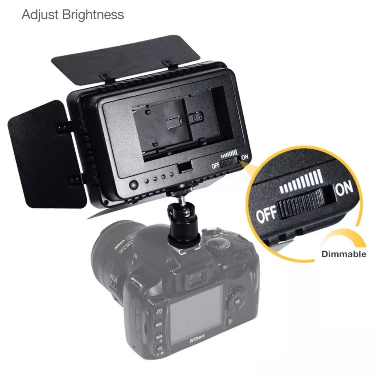 LSP [2-Pack] Video Light 216 LED Lamp Barndoor for Canon Nikon Camera Camcorder