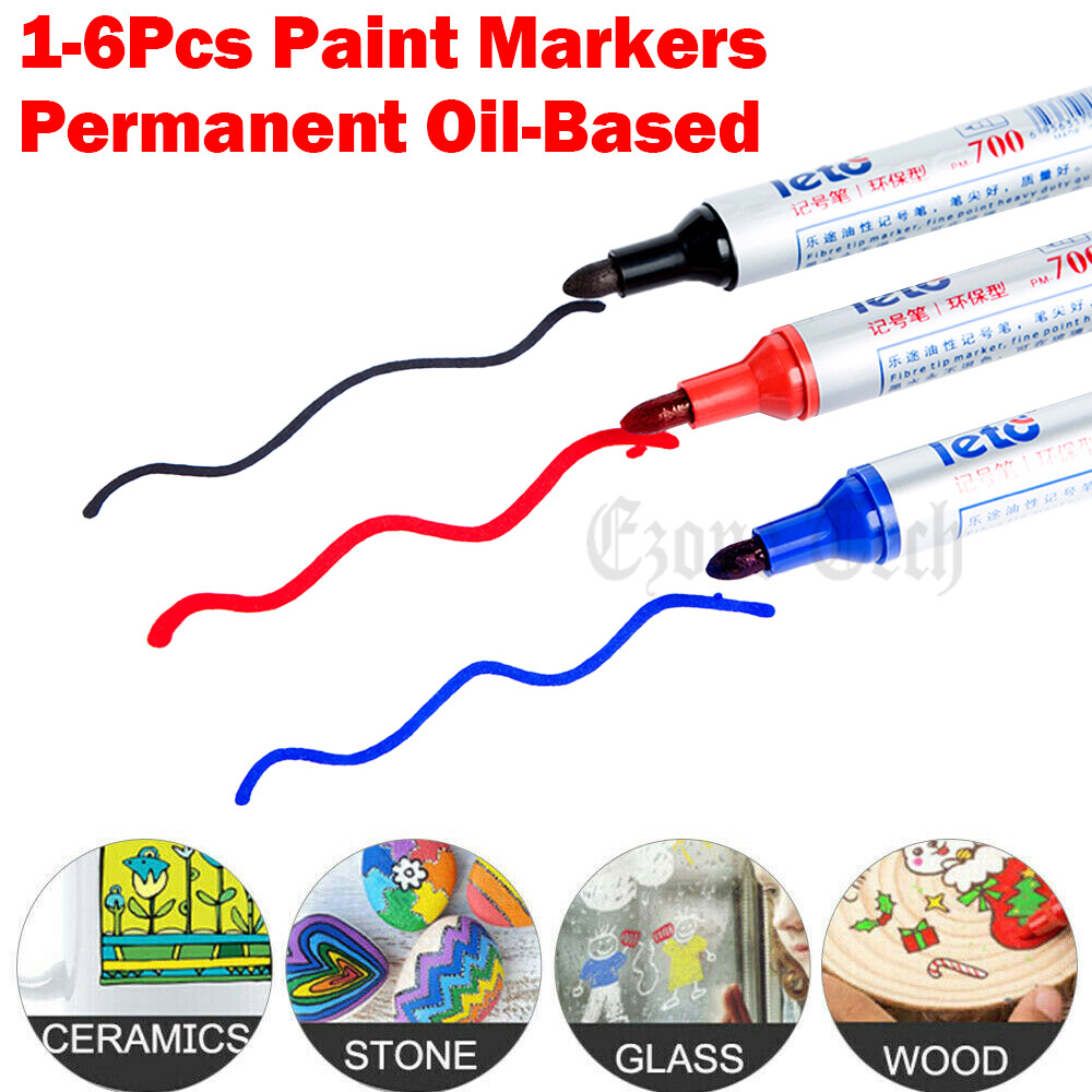1-6Pcs Waterproof Permanent Paint Marker Pen Car Tire Letter Rubber Metal