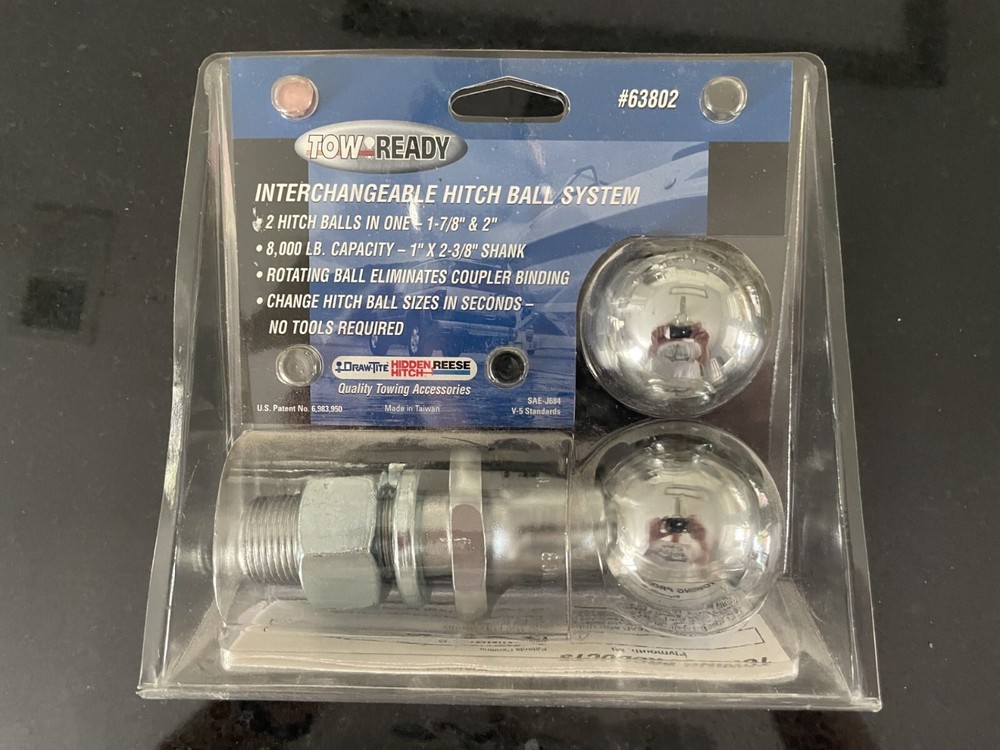 Tow-Ready 63802 Chrome-Plated 1-7/8" & 2” Interchangeable Trailer Hitch Ball Set
