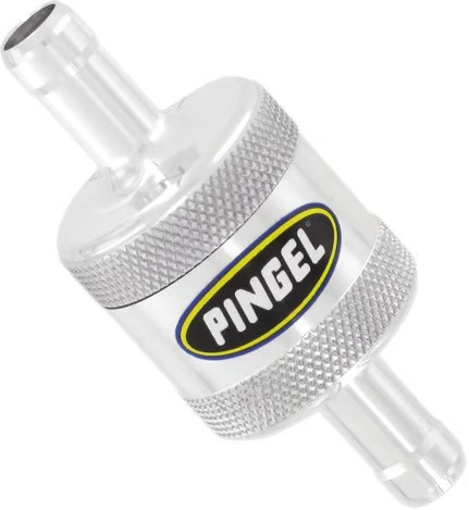 Pingel In-Line Fuel Filter - 3/8in. Aluminum Machined Satin-Finish Fuel Filter