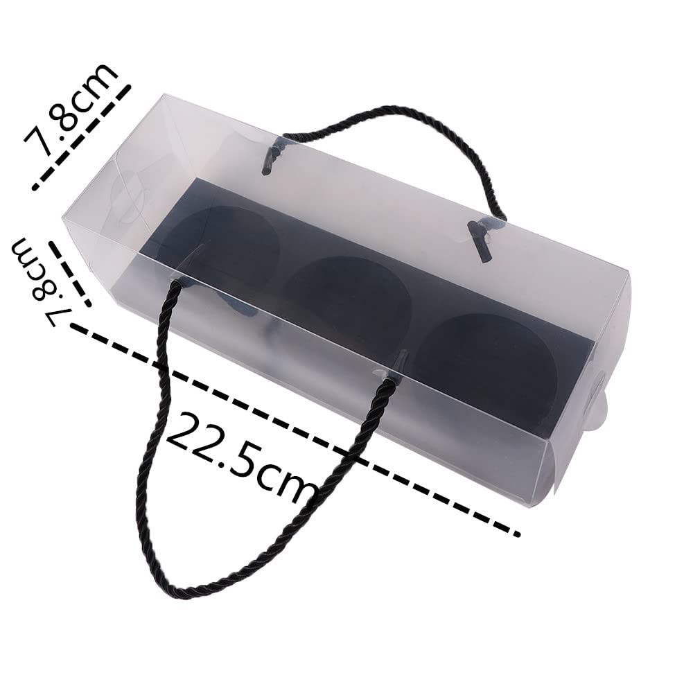 3 PCS Clear Cupcake Boxes Containers Windows Black Inserts Pastry Packaging