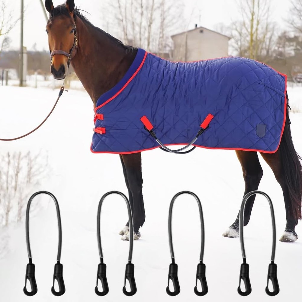 2 Pcs Horse Blanket Straps - Adjustable Elastic Tail & Leg Straps with Double...