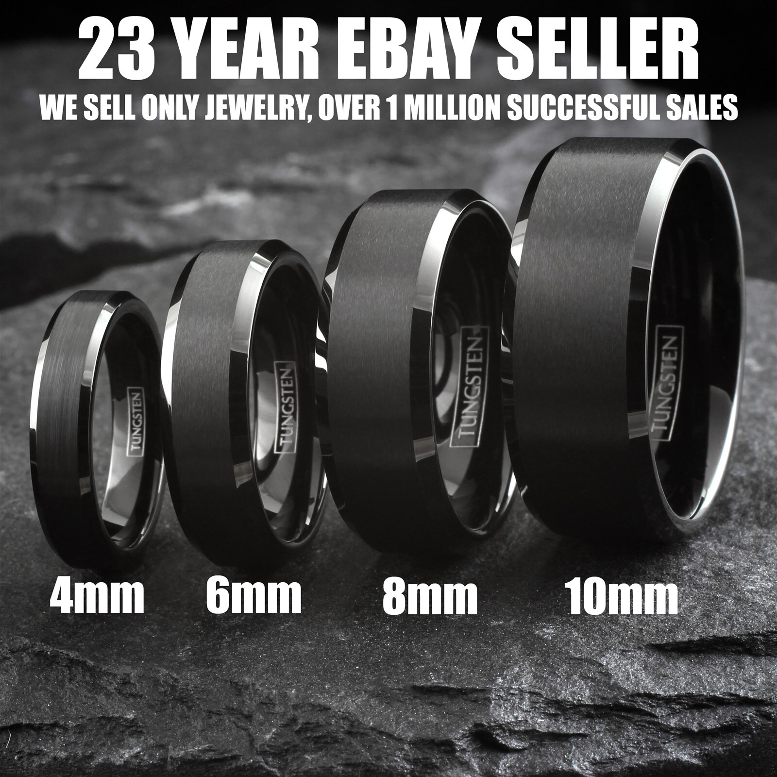 6/8mm Black Tungsten Carbide Brushed Comfort Fit Wedding Band Ring Men's-Women's