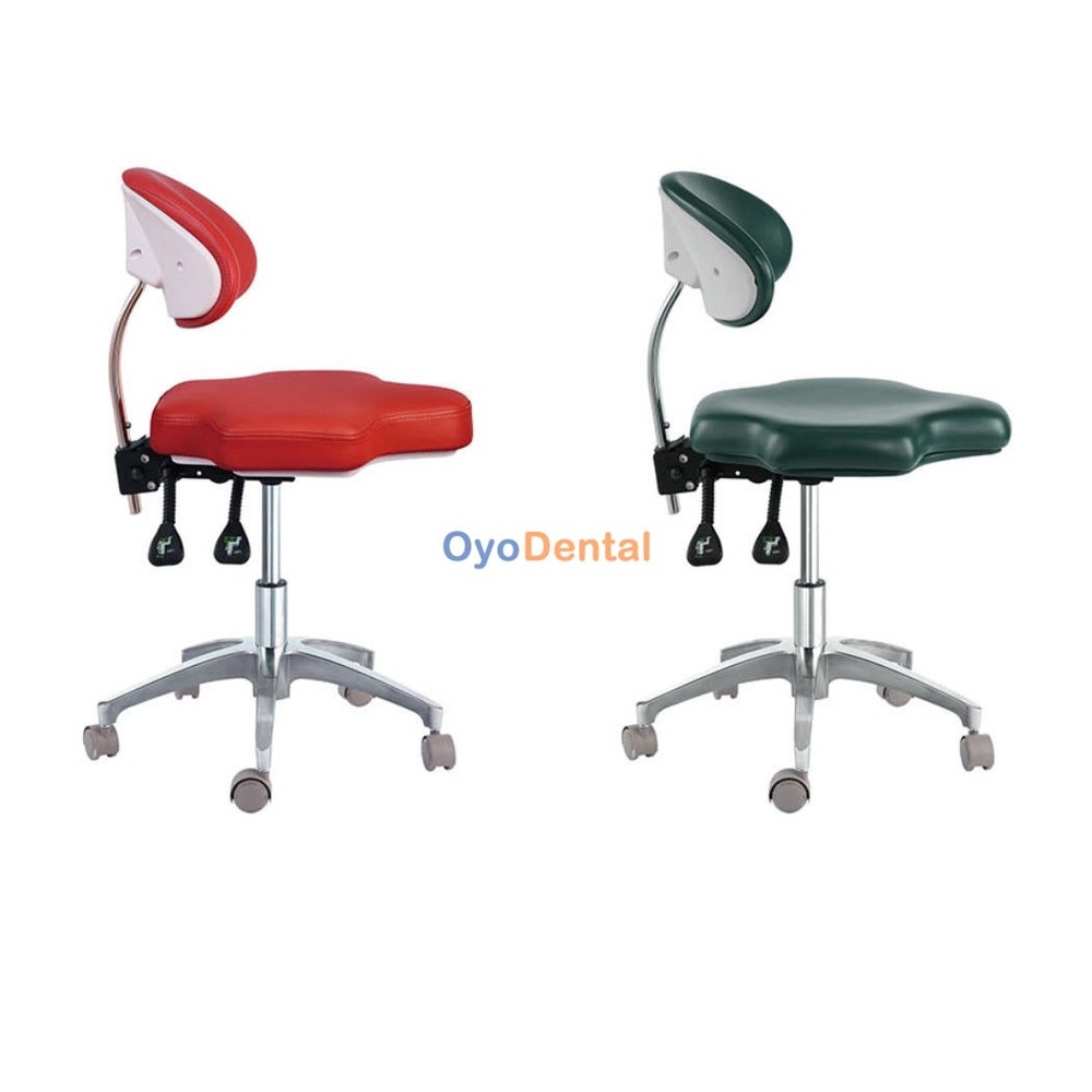 Mobile Dental Stool Adjustable Assistant Hygienist Stool with Back Support