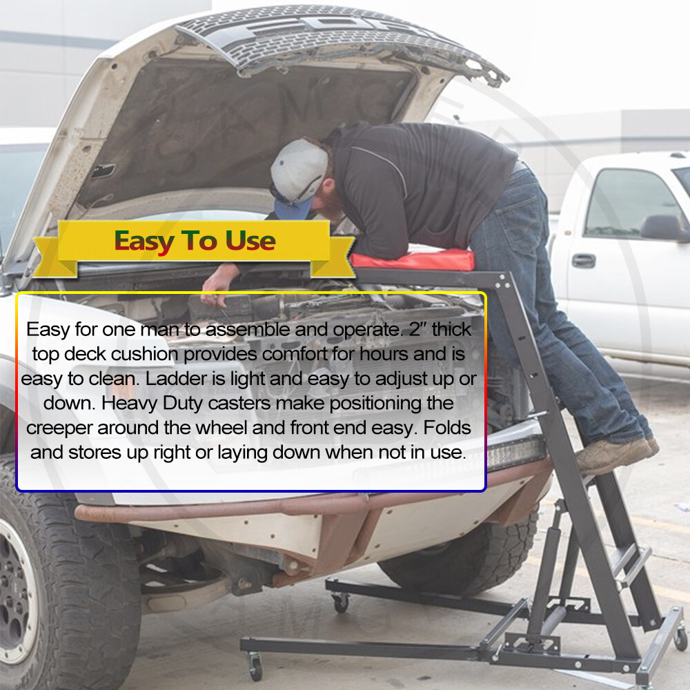 400lbs Engine Access Topside Workshop Creeper Adjustable Height Ladder 4 Wheels