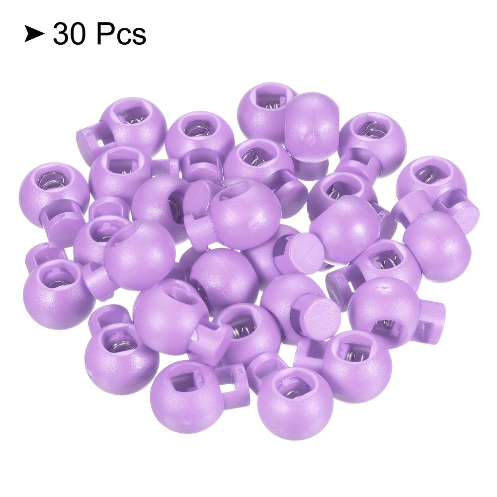 Cord Locks, 30 Pack Ball Spring Toggle Stopper, Light Purple