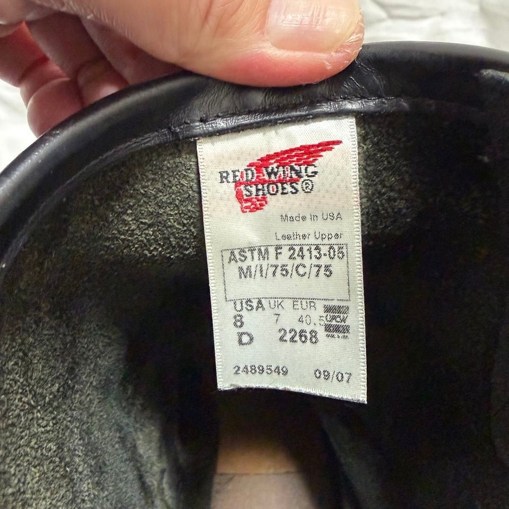 RedWIng Boots 2268 Leather Black Engineer Boots Size8D