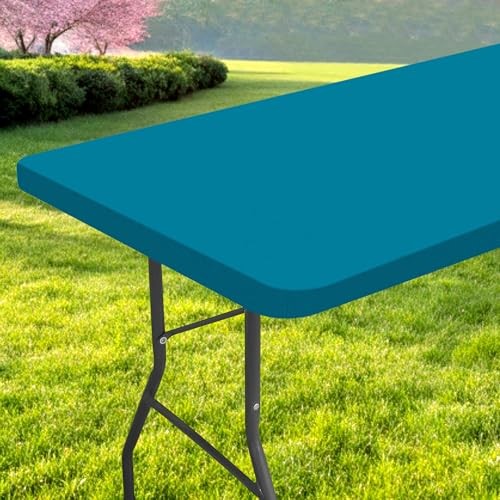 Rectangle Table Cloth, Waterproof Elastic Fitted 72" x 30" (Rectangular) Teal