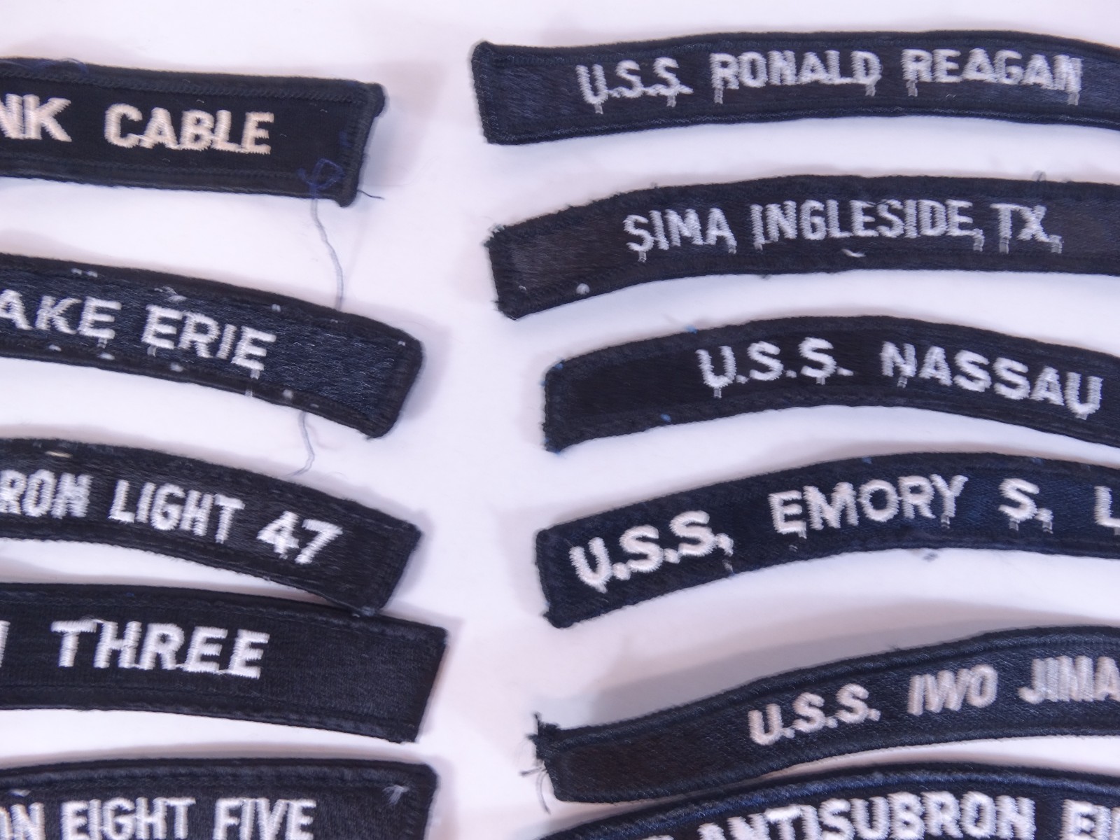 Lot of 24 - US NAVY SHOULDER STRIP TAB Rocker Patches USS Military USA America