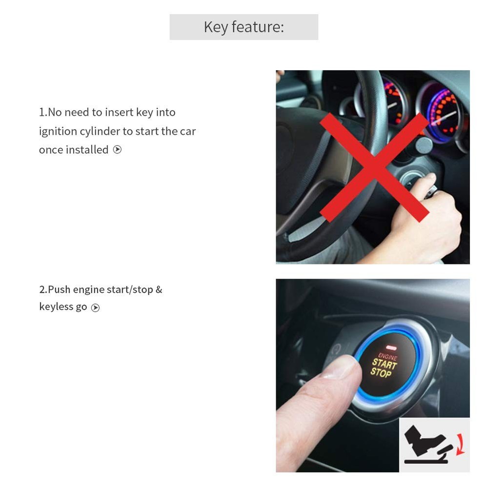 EC004 Smart RFID Push Engine Start Button kit & Keyless Go System Upgrade Key...