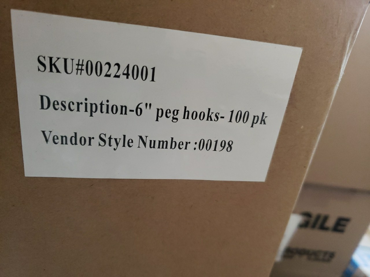 Pegboard hooks 6" with Price tags holder box of 100