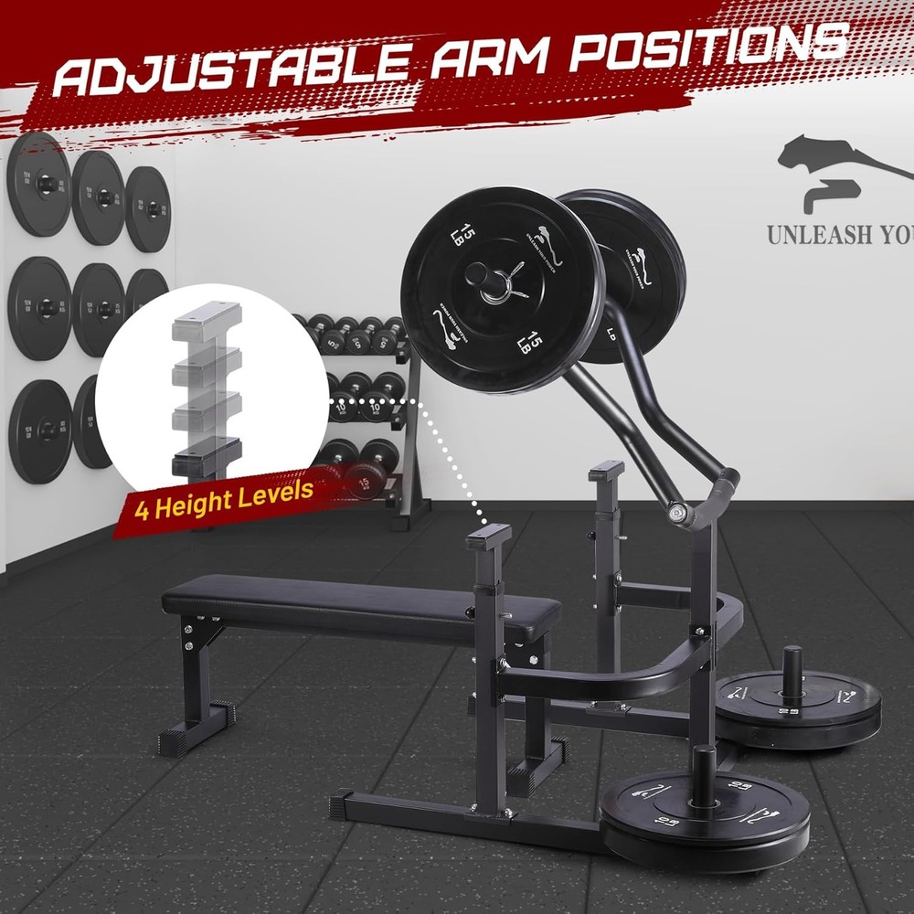 Chest Press Machine with Adjustable Flat Bench & Smooth Bearings Workout Machine