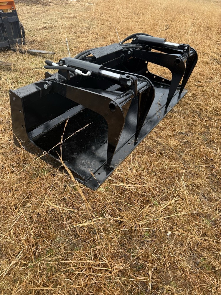 72" Solid Bottom Dual Cylinder Bucket Grapple Skid Steer Quick Attach Attachment