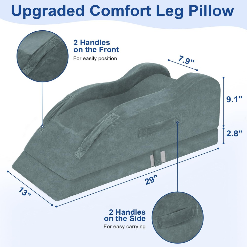 Adjustable Leg Elevation Pillows for After Surgery, Ergonomic Curve Keeps Kne...