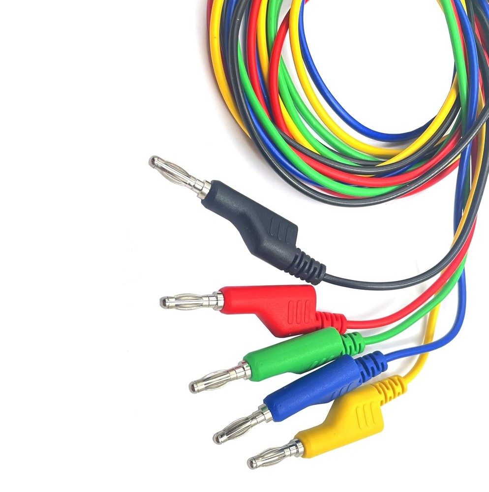 5pcs 4mm Stackable Banana Plug to Mini Grabber Clips Flexible Test Cable Wire...