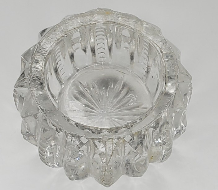 5 Salt Cellars Patterns Clear Side EAPG Zipper Side Cut Design, Small Glass