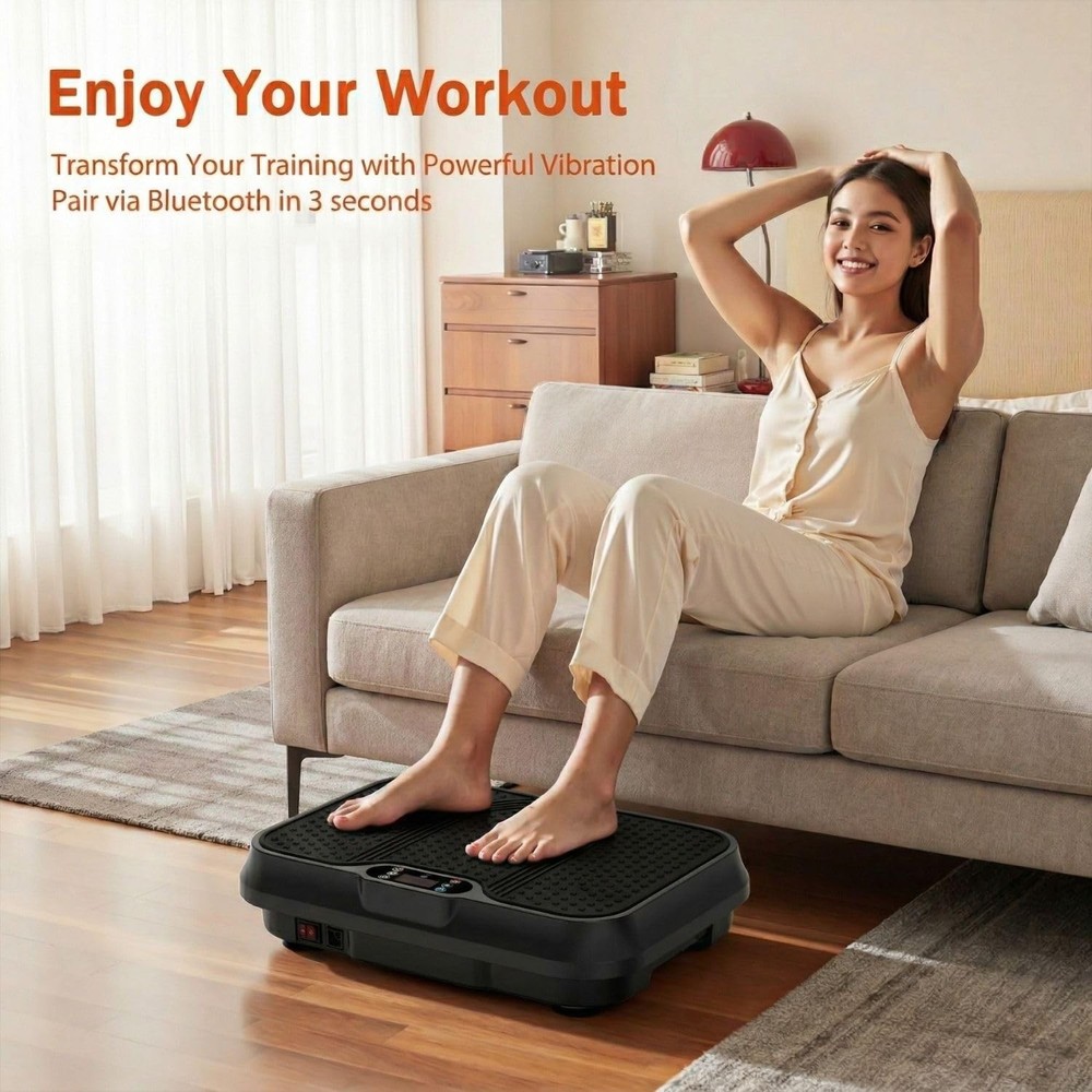 Vibration Plate Exercise Machine, Compact Small for Black-S