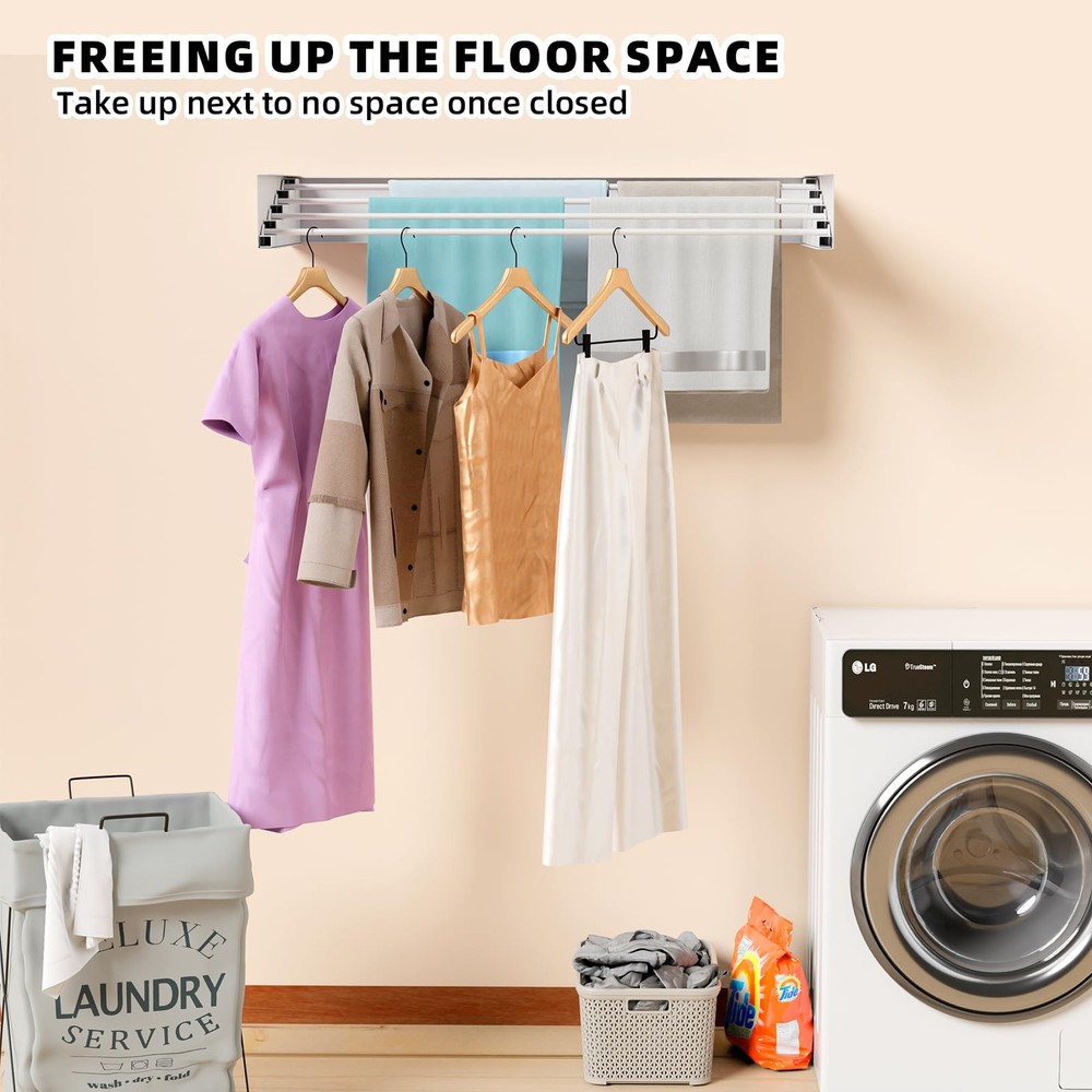 Wall Mounted Drying Rack for Small Space, 23.6" Foldable Collapsible Laundry ...