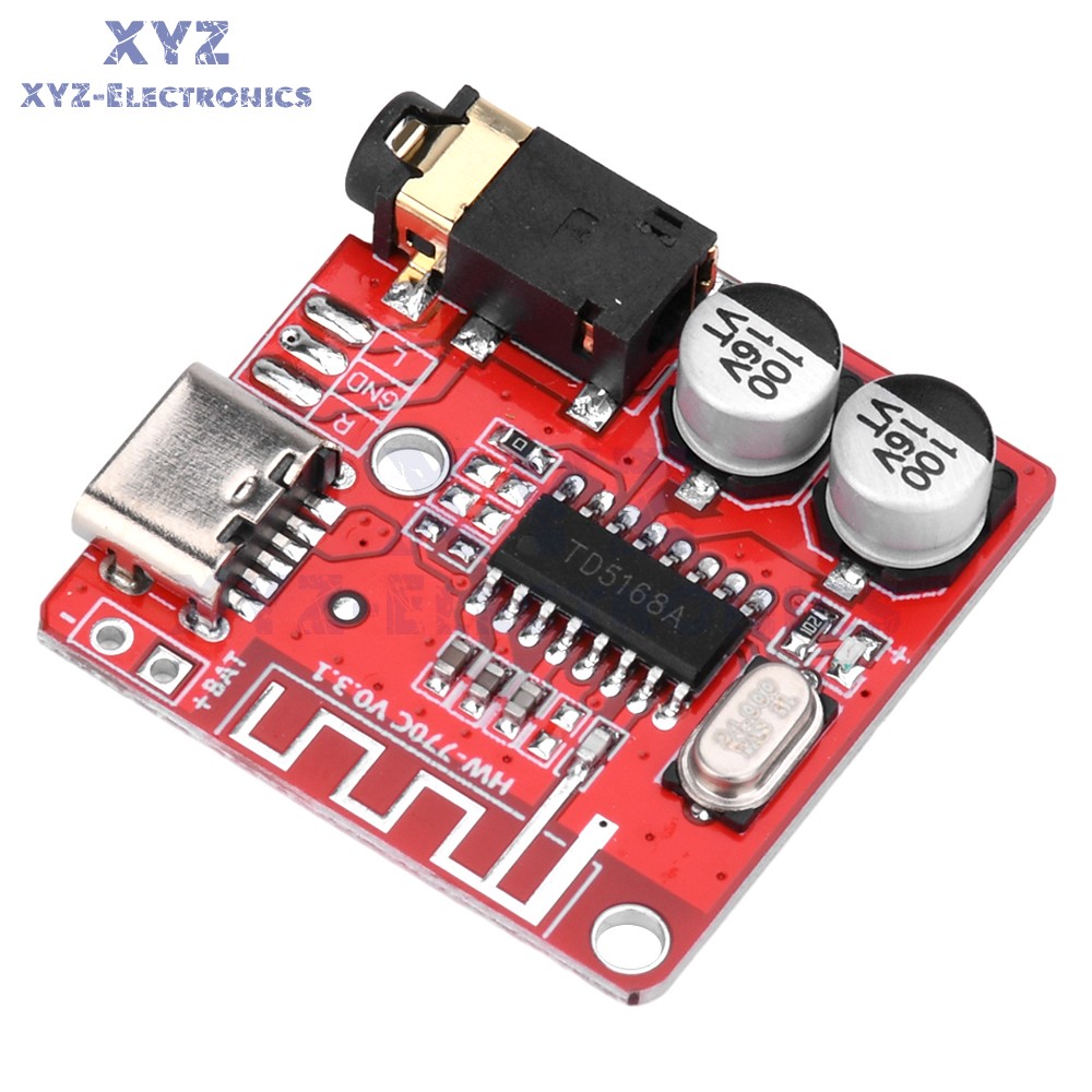 5pcs 3.7-5V Type-c Mini Bluetooth Audio Decoder Board MP3 Audio Receiver Module