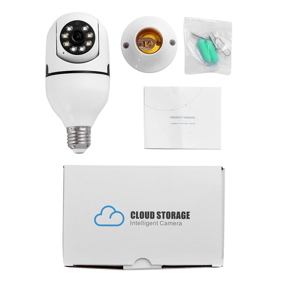 3 Pack Wireless WiFi IP Camera 360° Panoramic E27 E26 Light Bulb Camera HD 1080P