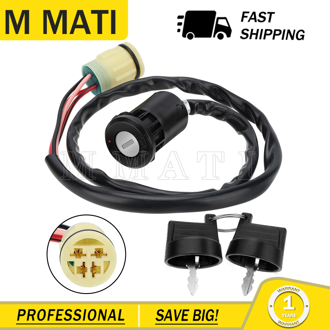 Ignition Key Switch for Honda TRX450ES TRX450S Foreman 4X4 1998 1999 2000 - 2004