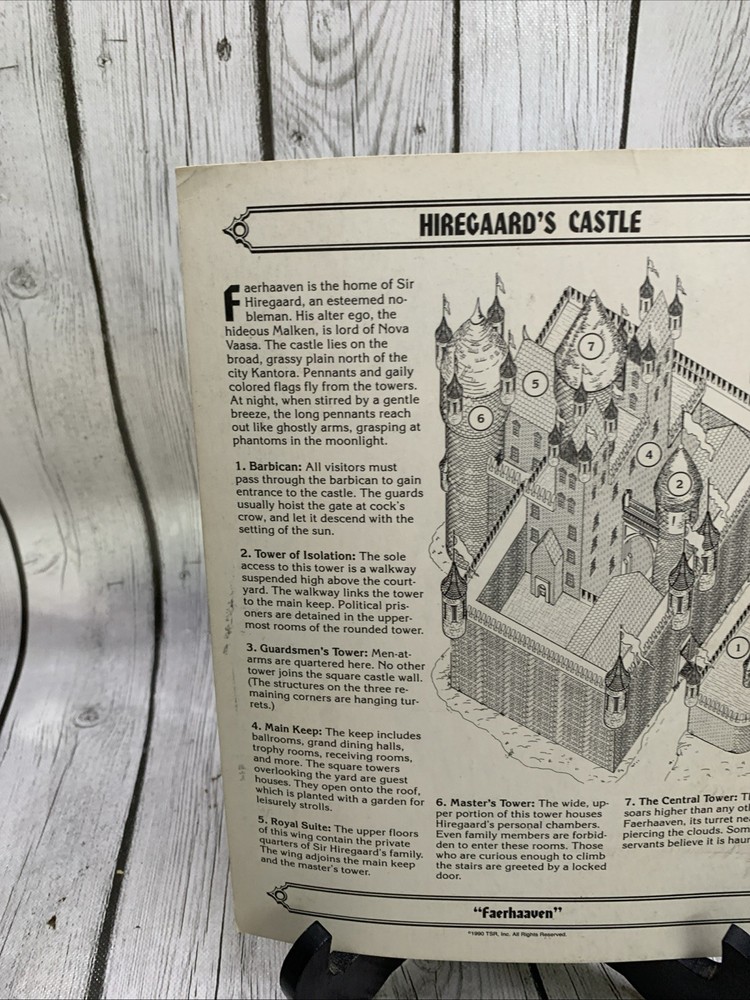 D&D Hiregaards Castle Map/Guide 1990 TSR Campaign Setting Accessory ￼