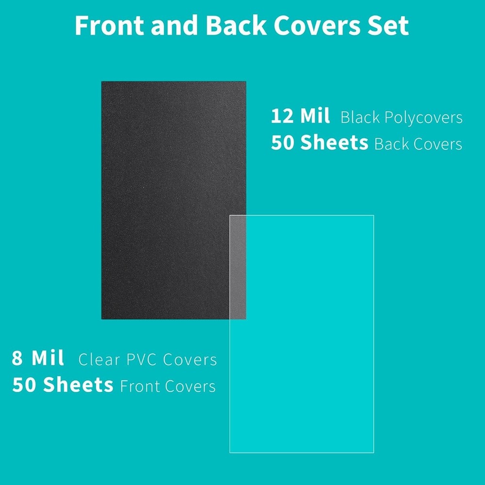 100 Pack Binding Covers and Backs Set, 8.5 x 14 In