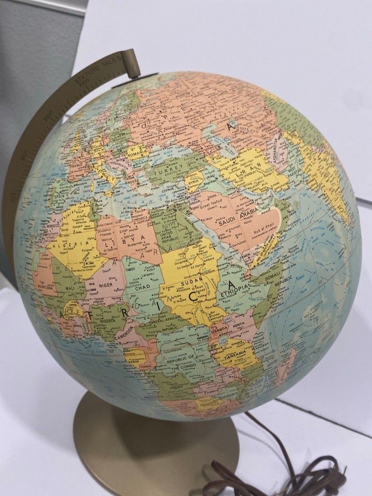 Vintage Replogle Light Up Comprehensive World Globe 12” Diameter