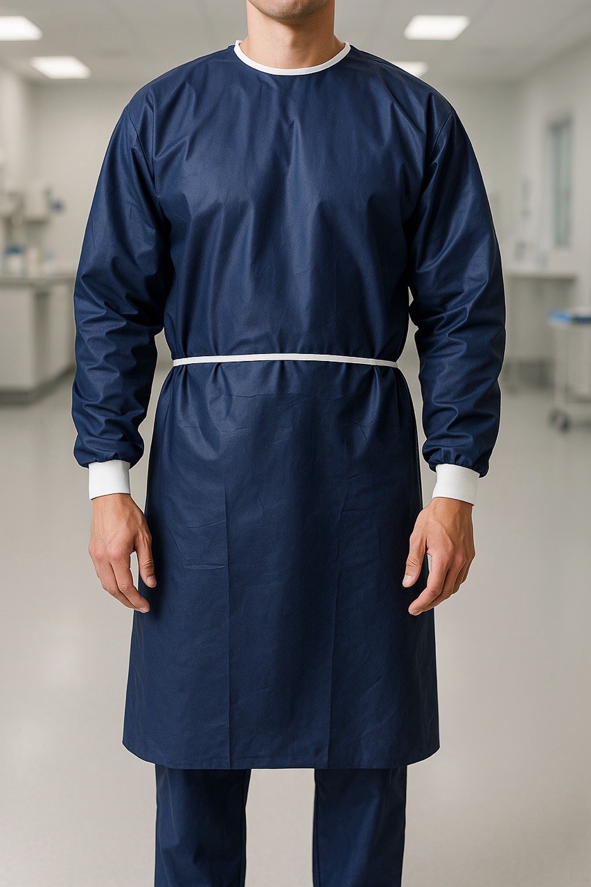 PPE Isolation Gown  KnitCuff Disposable Medical Dental,25gsm Blue (100 PCS) Case