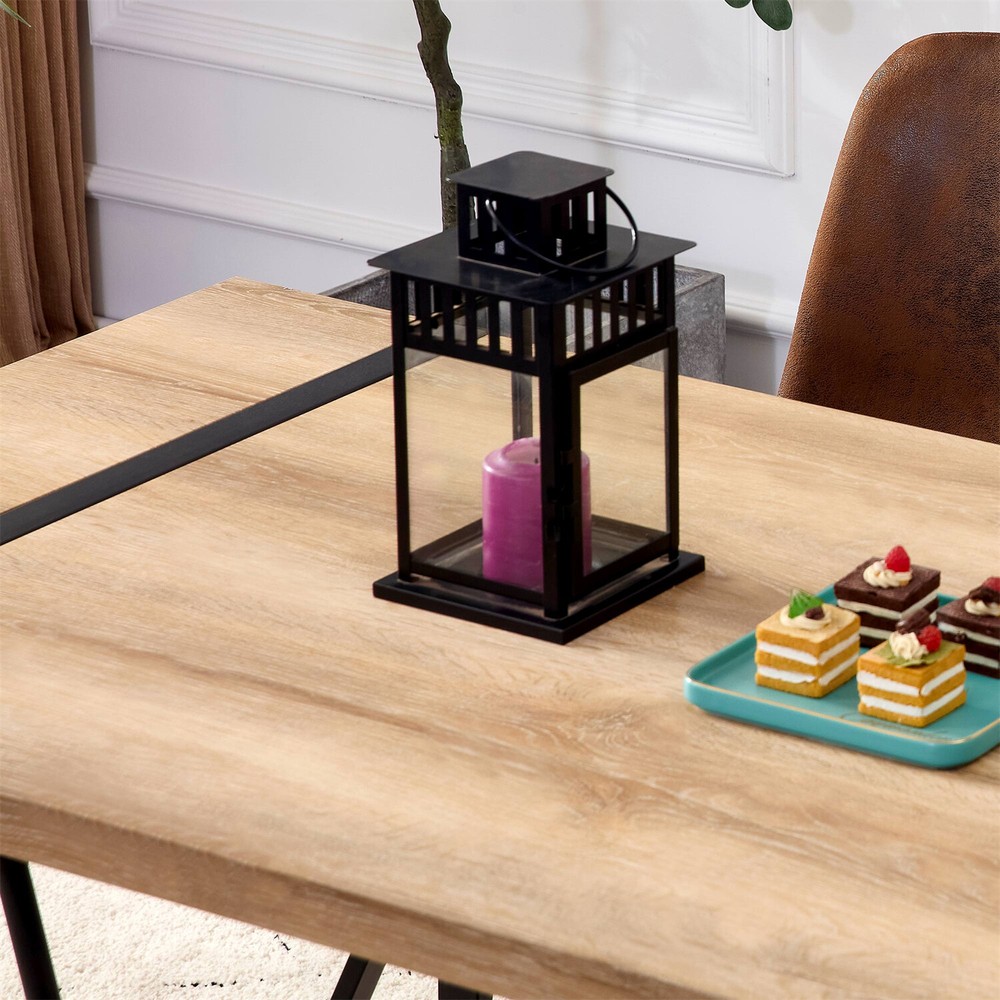 Dining Table Wood Table Kitchen Rectangular Table For 4-6 Person Rustic Brown