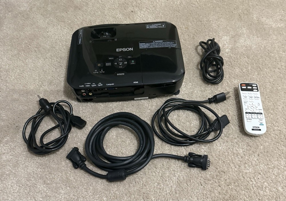 Epson EX5210 3LCD Desktop Projector with Remote, Cables, Carrying Case