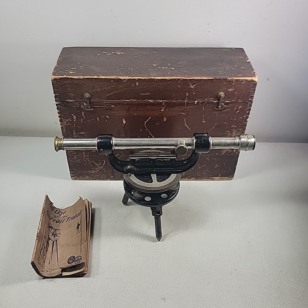 VINTAGE STARRETT TRANSIT & LEVEL W/ BOX & PAPERS - ISSUES