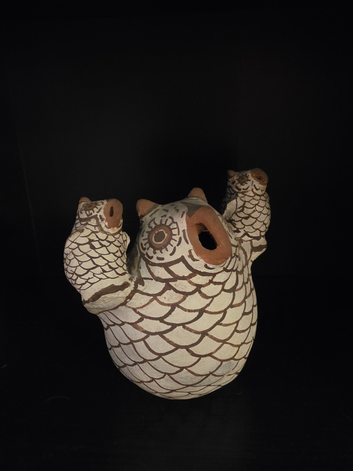 Zuni, Nellie Bica, Polychrome Owl Effigy Figure Southwest Pottery