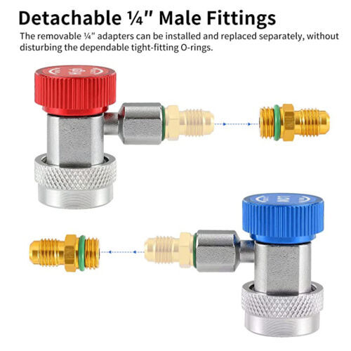 Adjustable AC Quick Coupler Connector Adapter High Low Side 1/4" SAE HVAC