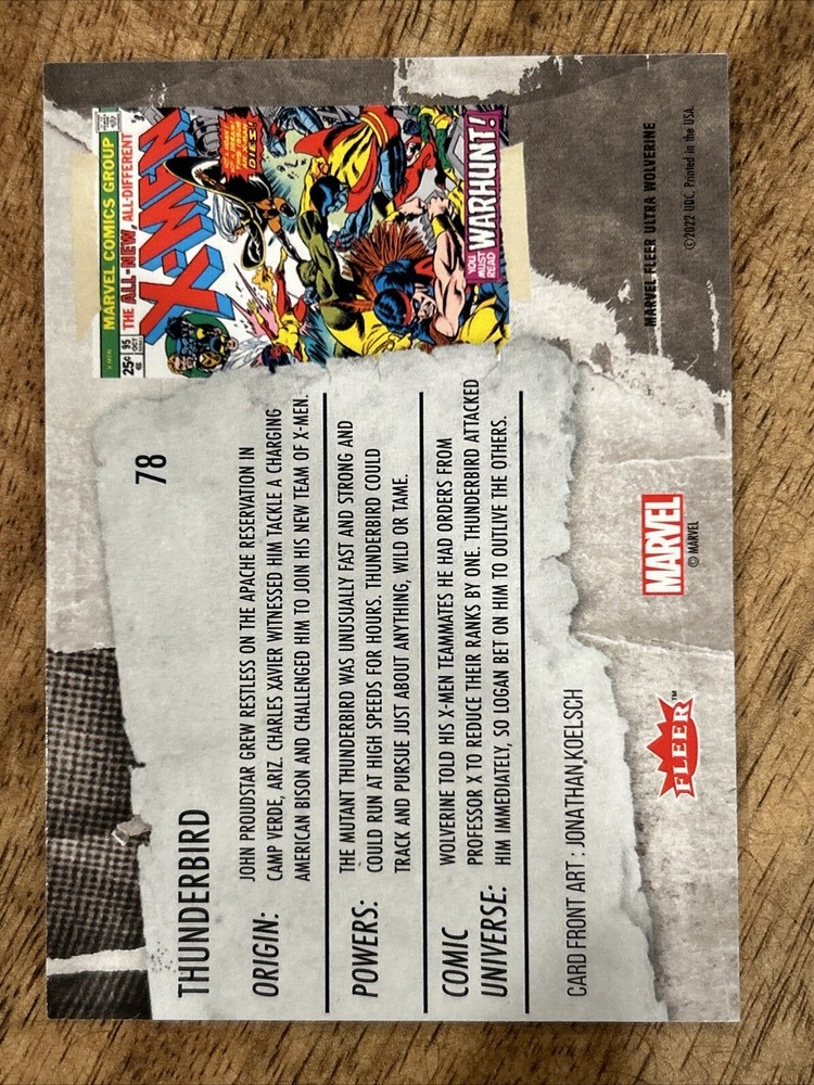 2023 Marvel Fleer Ultra Wolverine #78 Thunderbird ￼