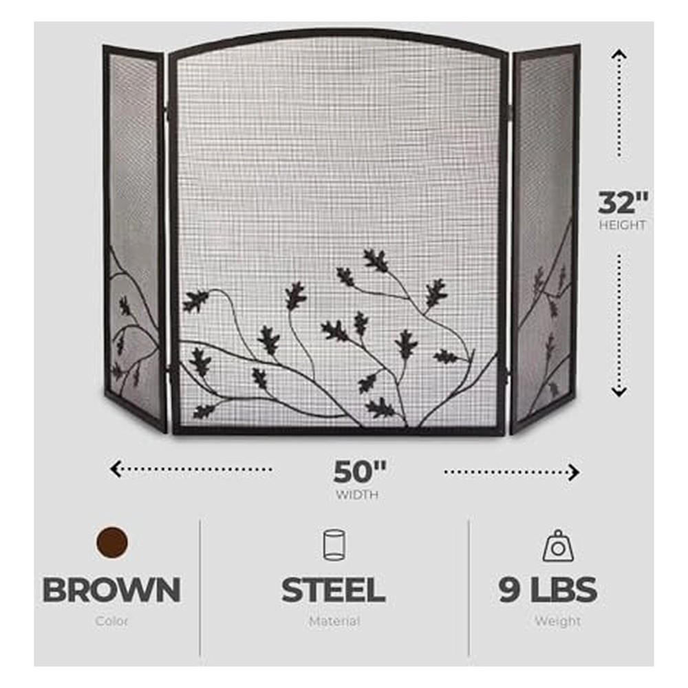Panacea 3-Panel Oak Leaf Fireplace Screen Model 15914