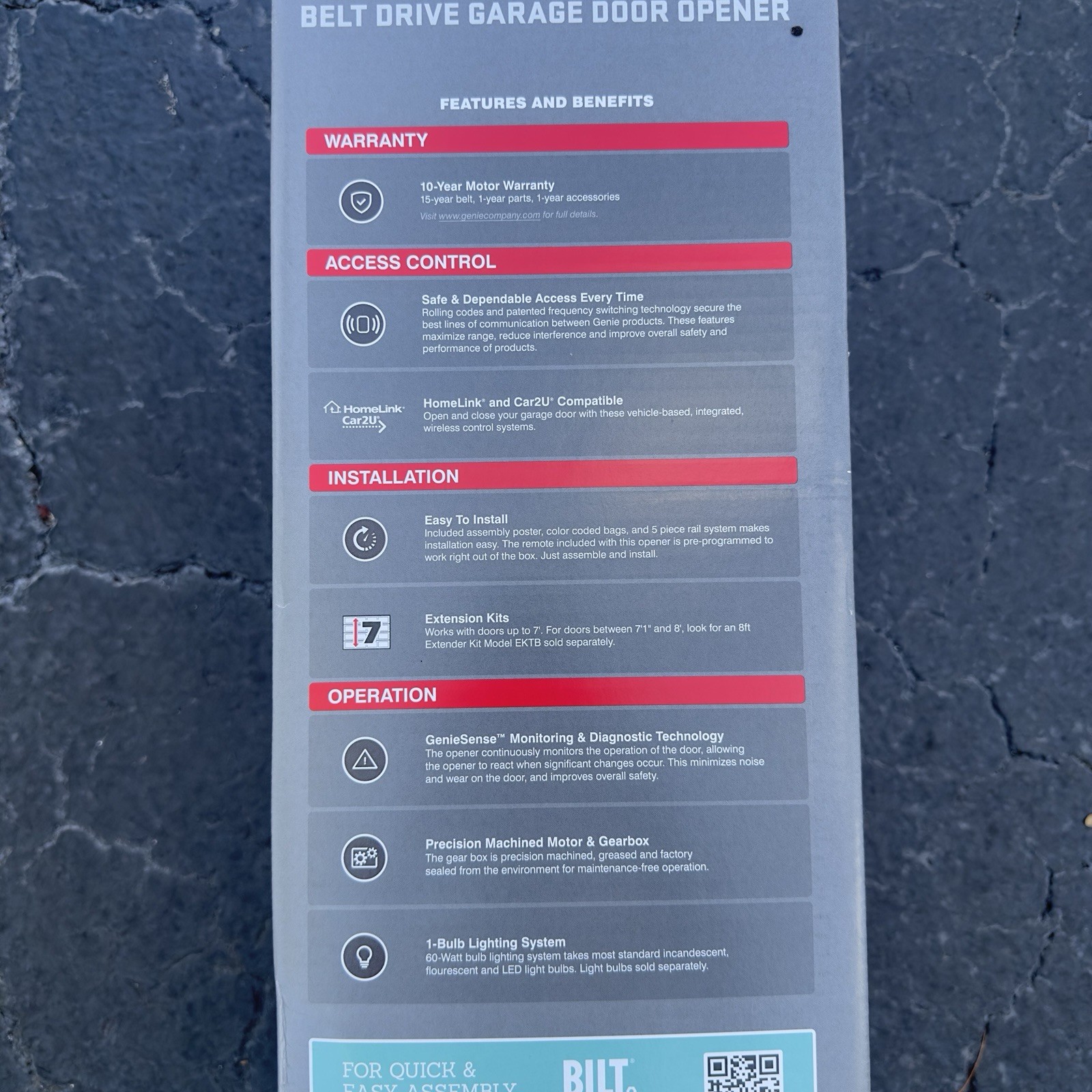 NEW Genie 1/2 HPc Quiet-Lift Belt drive Garage Door Opener, Model # 1055-VE