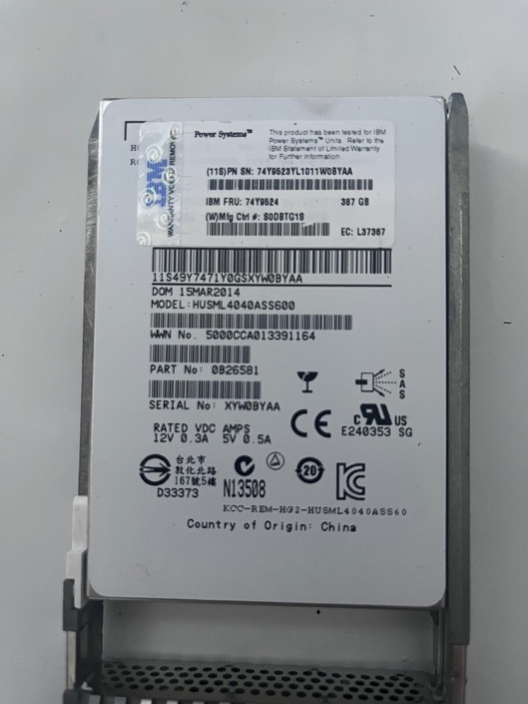 IBM 74Y9524 387GB SAS SFF SSD Solid State Drive